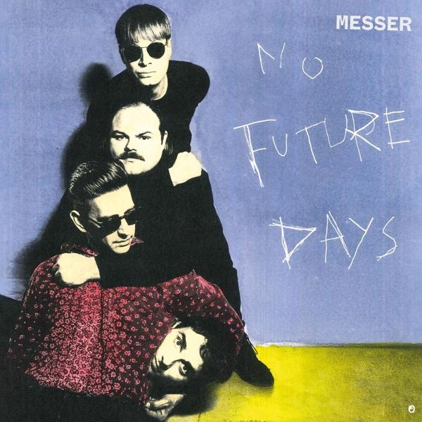 Messer-Albumcover mit vier Bandmitgliedern und Text im Graffiti-Stil.