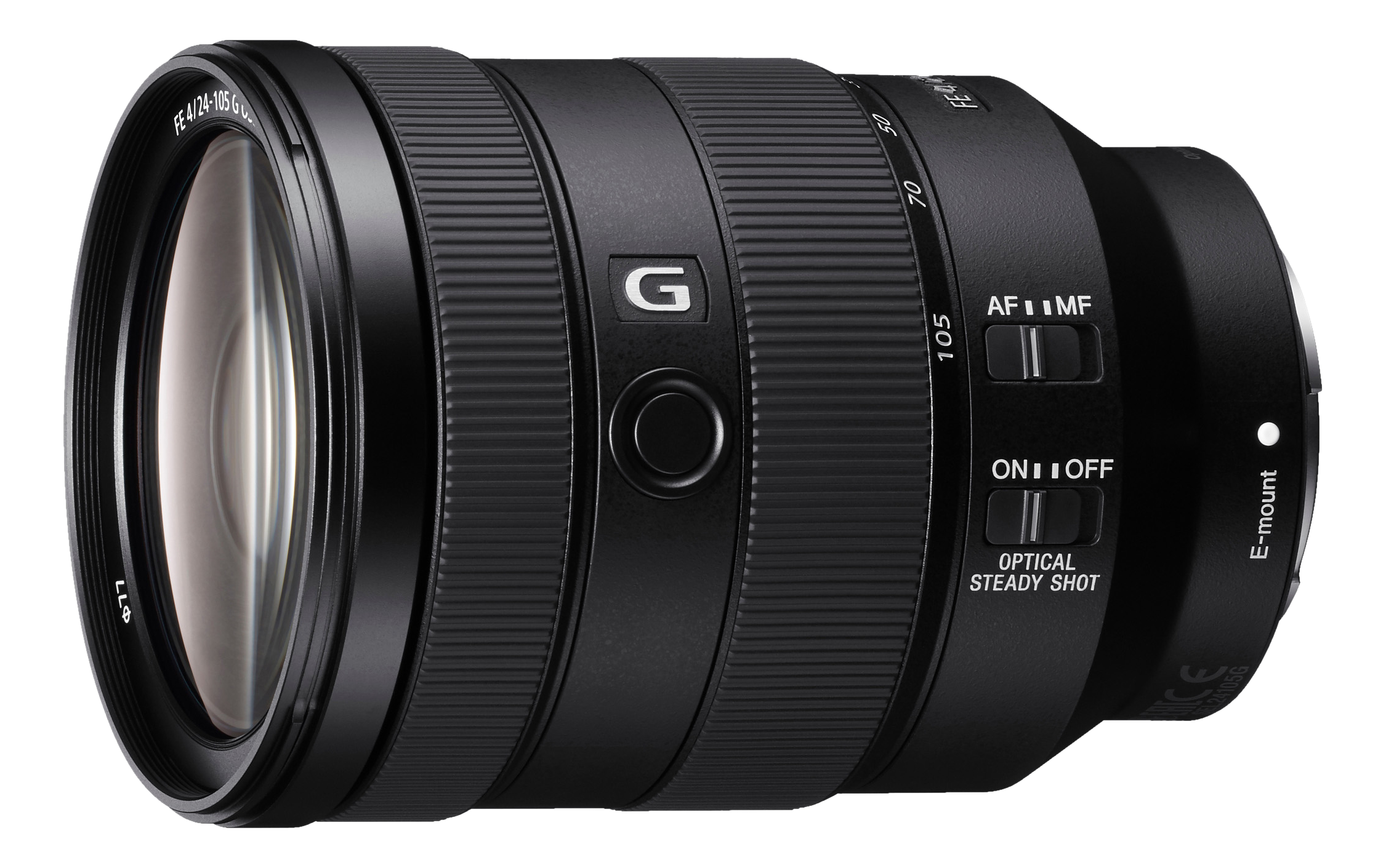 Objectif d'appareil photo noir avec bagues de mise au point et zoom, et divers réglages latéraux.