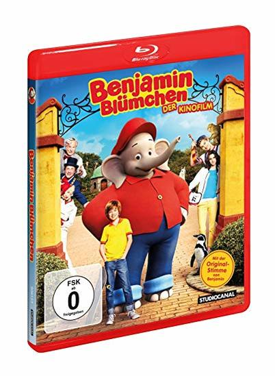 DVD-Hülle mit Zeichentrickfiguren. Elefant, Junge und Pinguin sind sichtbar. Text auf Deutsch: Benjamin Blümchen.