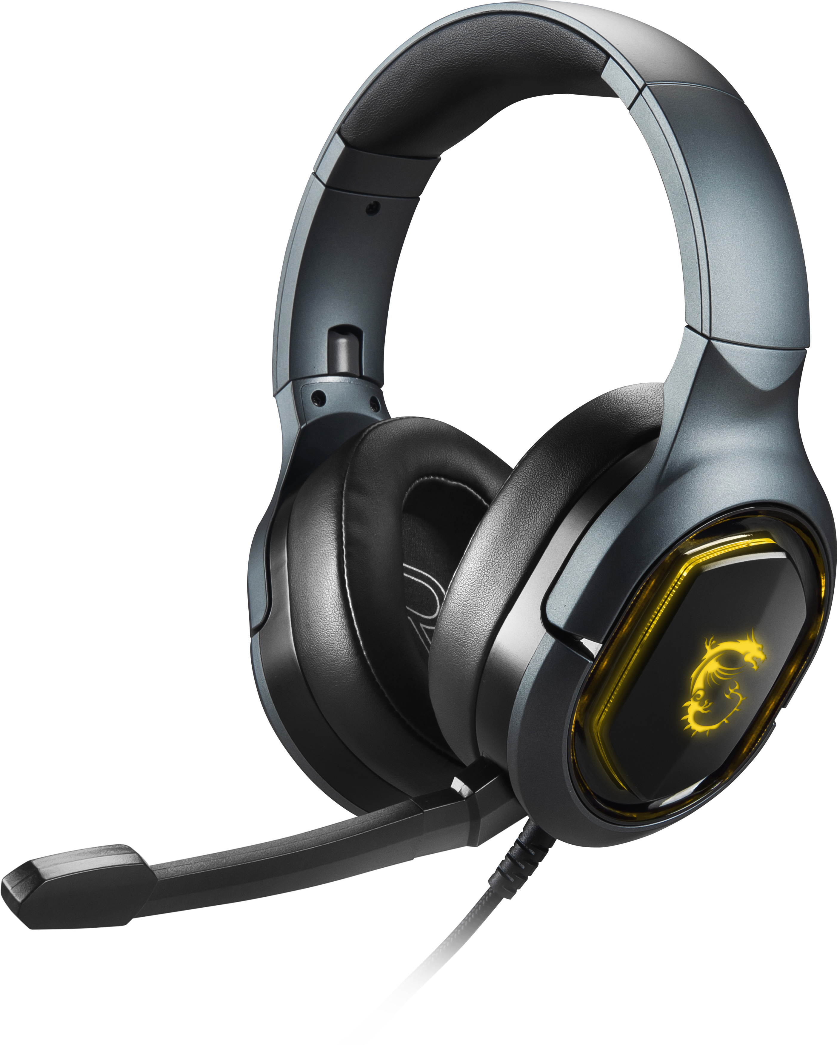 MSI Immerse GH50 Gaming Headset (kabelgebunden, 40 mm Neodym Driver, 20 Hz - 20 Khz, USB 2.0, schwarz, 300 Gramm, RGB)