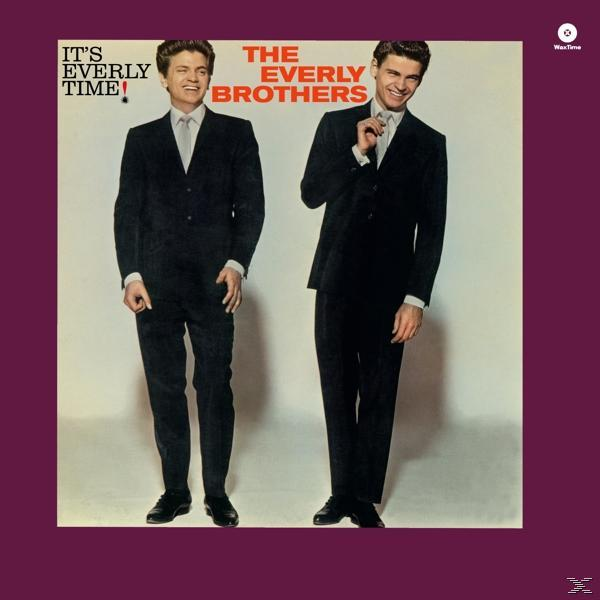 Album borító. A The Everly Brothers öltönyben, állva. Szöveg: It's Everly Time! és The Everly Brothers.