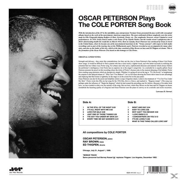 Az Oscar Peterson Plays The Cole Porter Song Book album borítója, Peterson fotójával.