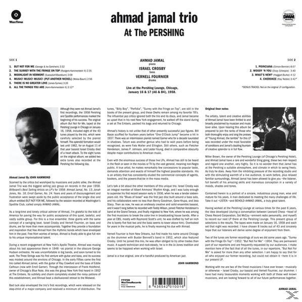 Ahmad Jamal Trio album borító. Fekete-fehér fotó egy férfiról.