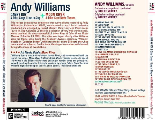 Egy Andy Williams album borítójának hátulja. Andy Williams fotóját és a dalok listáját tartalmazza.