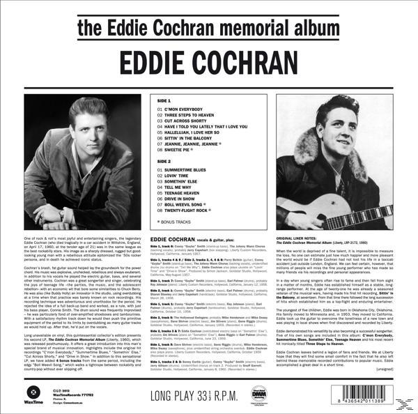 A "The Eddie Cochran Memorial Album" borítója. Eddie Cochran fotóit tartalmazza.