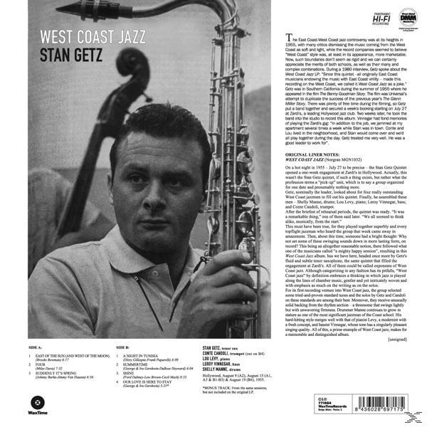 Album borító Stan Getz fotójával és szöveggel.