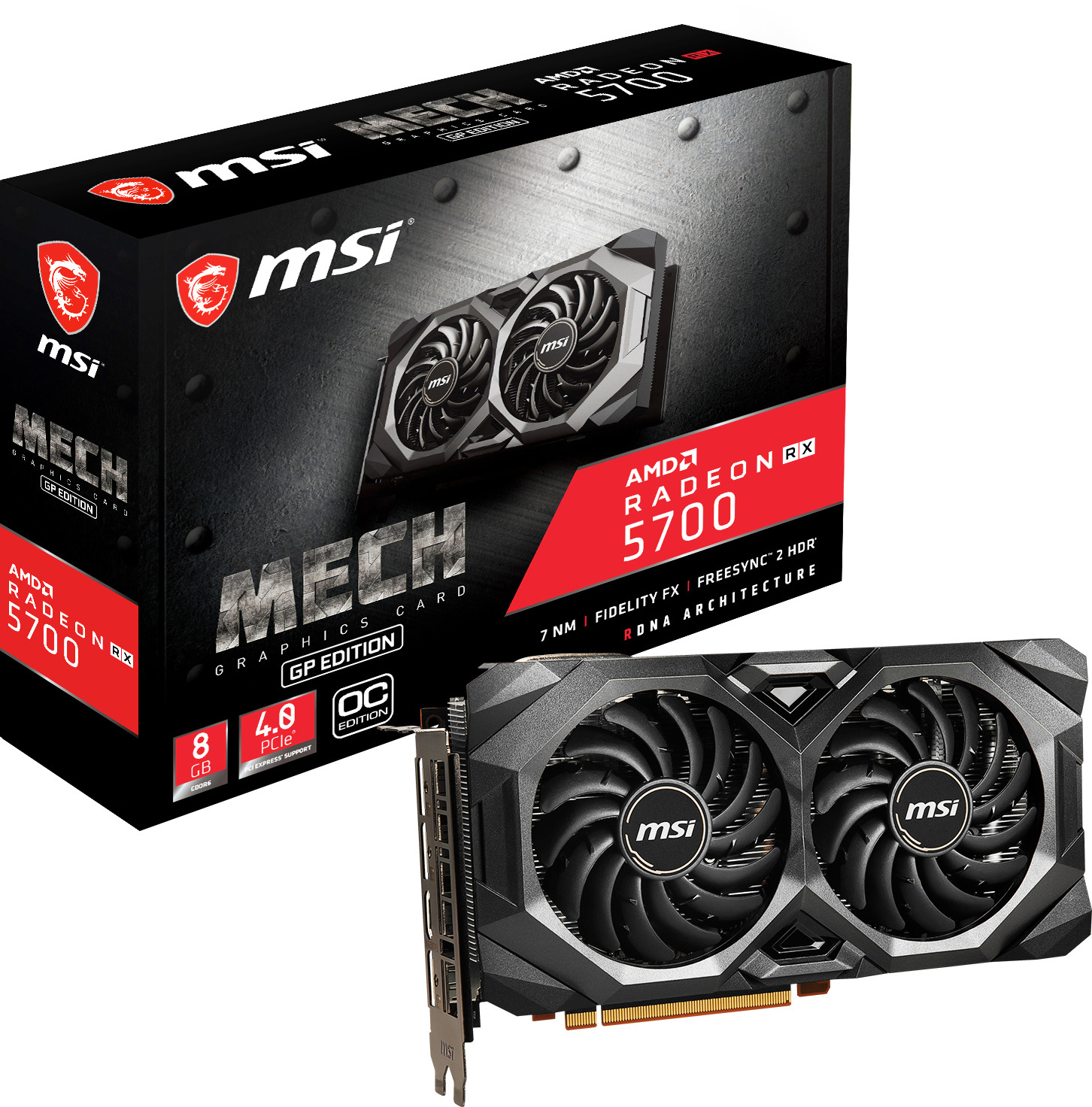 MSI Radeon™ RX 5700 Mech GP OC 8GB (V381-089R) (AMD, Grafikkarte )
