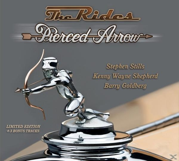 Album borító egy íjász szoborral az autó motorháztetején. A szöveg: "The Rides, Pierced Arrow".
