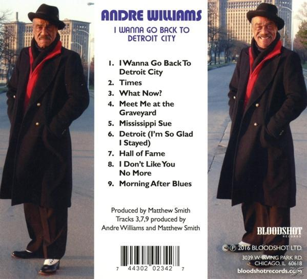 Andre Williams album borítója két képpel és számlistával, fekete és piros színekkel.