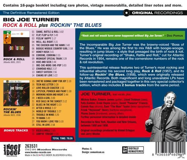 Egy CD tok hátulja, Big Joe Turnerről és a Rock & Rollról szóló szöveggel.