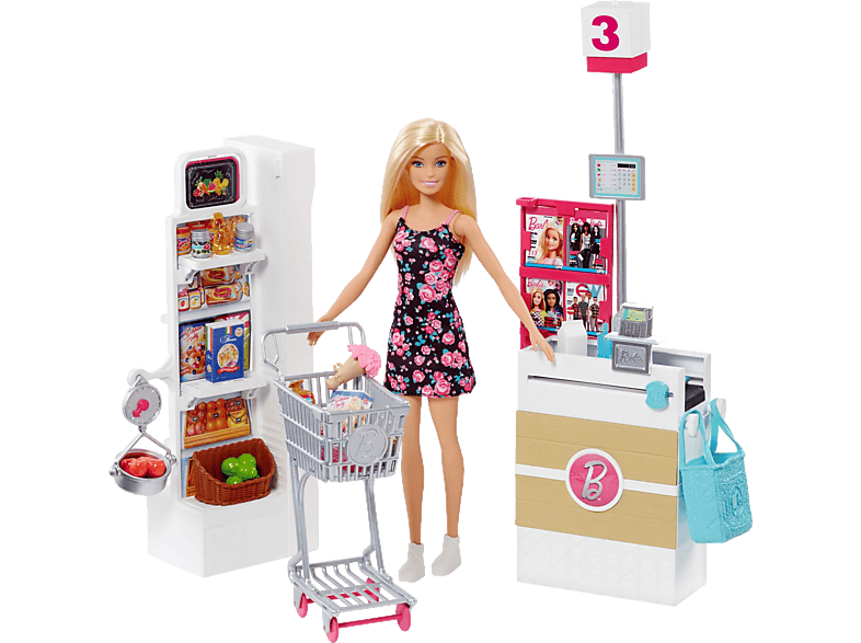 BARBIE Supermarkt und Puppe Spielset Mehrfarbig