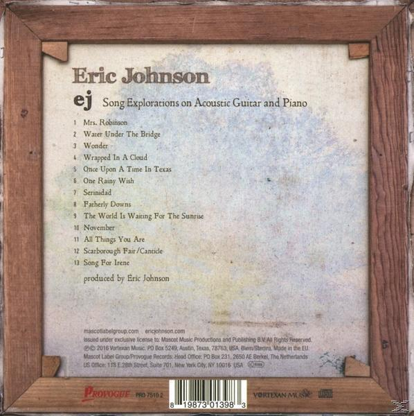 Album hátlap Eric Johnson dallistájával, fa keretben.