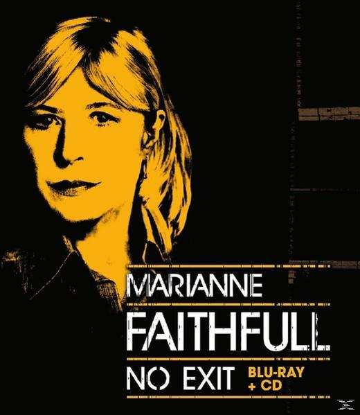 Marianne Faithfull album borító, sárga portré fekete háttéren. Szöveg: No Exit.
