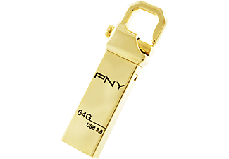 PNY Hook 3.0 - USB-Stick  (64 GB, Gold)