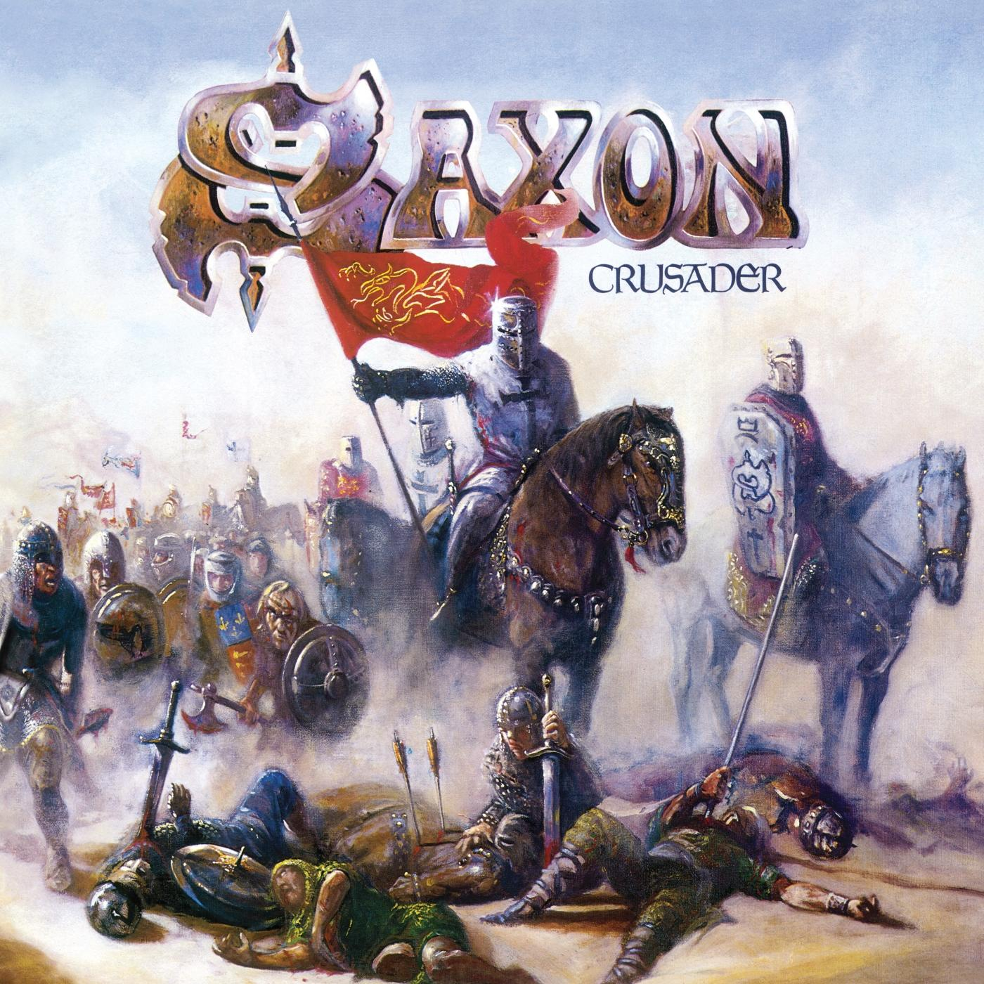 Album borító lovagokkal lovakon, akik egy hadsereget vezetnek. A 'SAXON' szó felül, a 'Crusader' pedig alul.