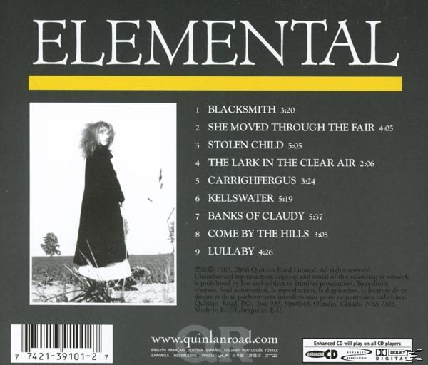 Az 'Elemental' című album borítója Enyától. Egy sötét kabátos nőt ábrázol.