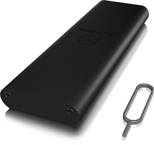 ICY BOX ICY BOX Externes USB Type-C Gehäuse für M.2 SATA SSD Festplattengehäuse, extern, Schwarz