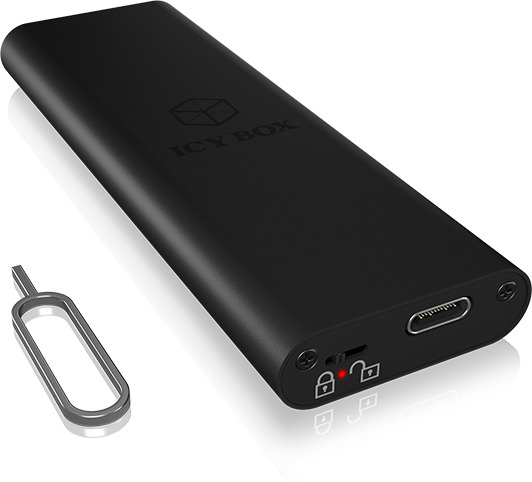 ICY BOX ICY BOX Externes USB Type-C Gehäuse für M.2 SATA SSD Festplattengehäuse, extern, Schwarz