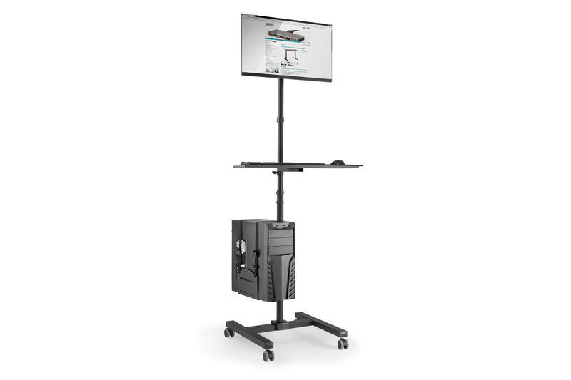 DIGITUS DA-90374 Mobiler Arbeitsplatz, max. 32 Zoll, rotierbar, Neigbar, Schwarz