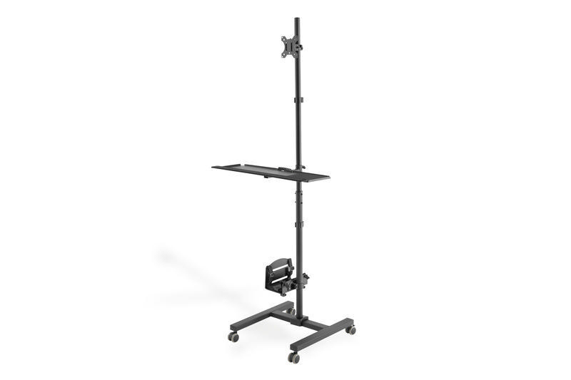 DIGITUS DA-90374 Mobiler Arbeitsplatz, max. 32 Zoll, rotierbar, Neigbar, Schwarz