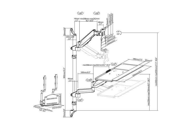 DIGITUS DA-90372 Wandhalterung, max. 32 Zoll, Schwenkbar, Neigbar, rotierbar, Weiß