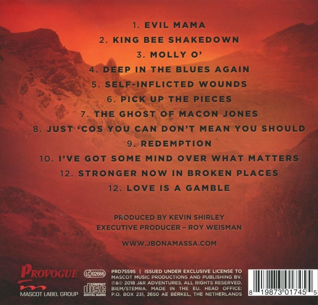 Egy CD tok hátulja, számlistával és kreditekkel.