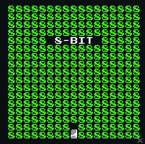 Albumcover mit einem grünen 'S'-Muster und dem Wort '8-BIT' in der Mitte.