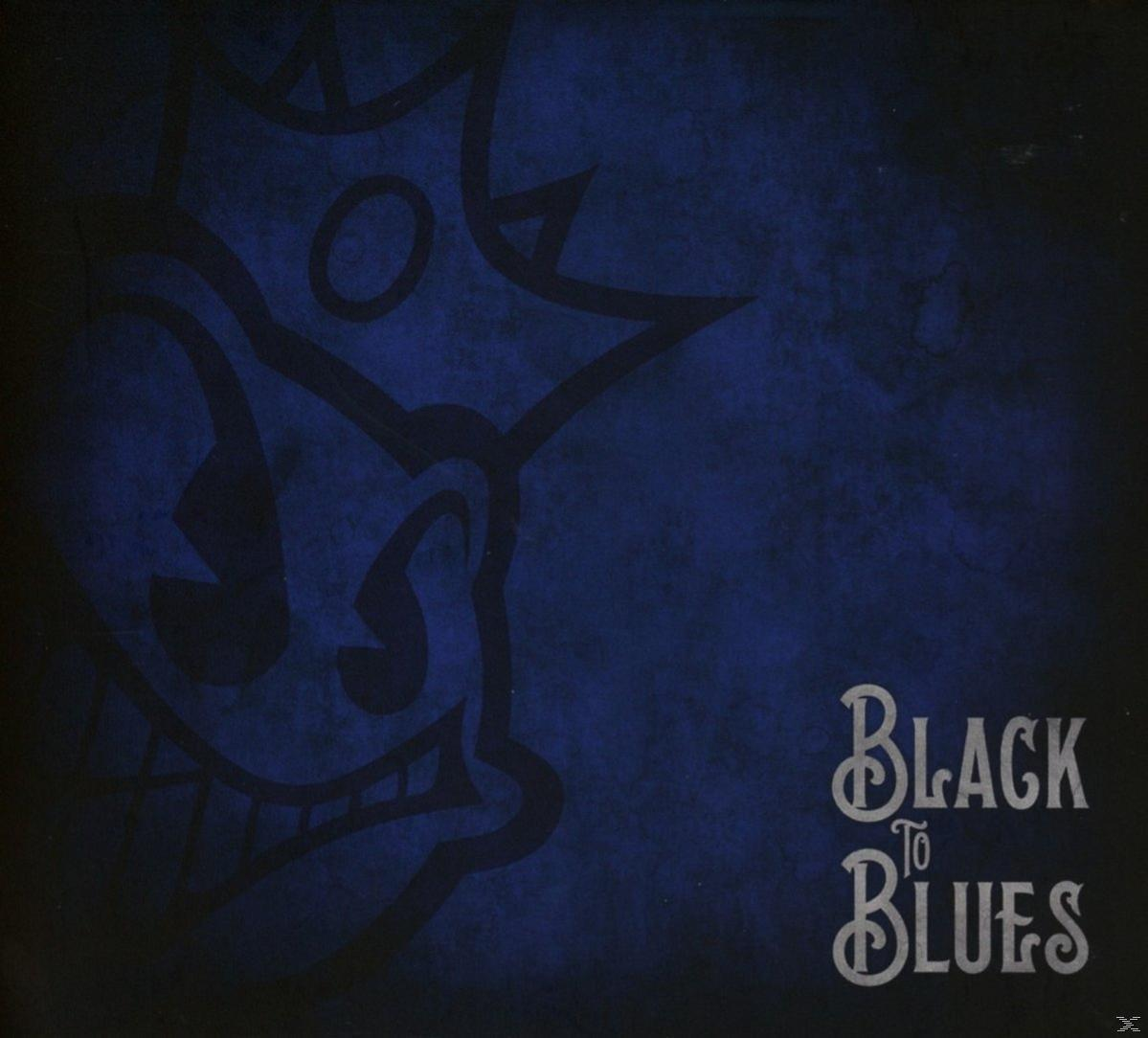 Albumcover mit schädelartiger Illustration auf dunklem blauem Hintergrund. Black To Blues.