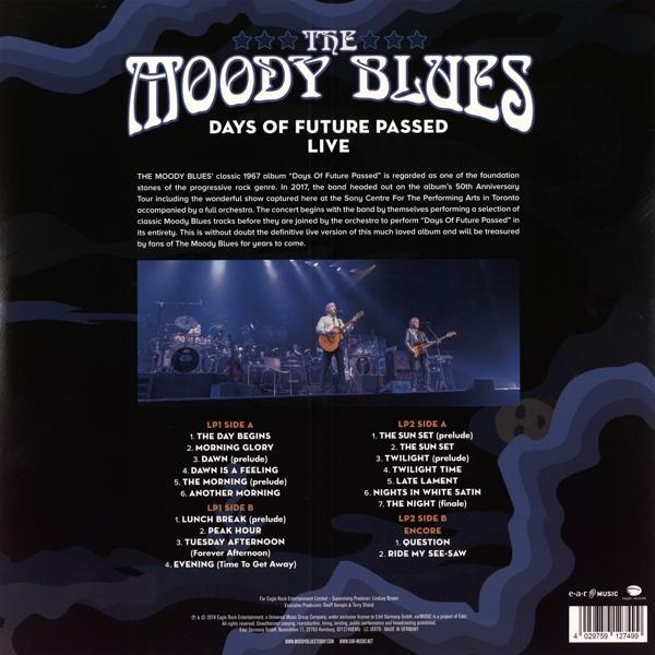 Albumcover mit Text und einer Band, die auf der Bühne auftritt.