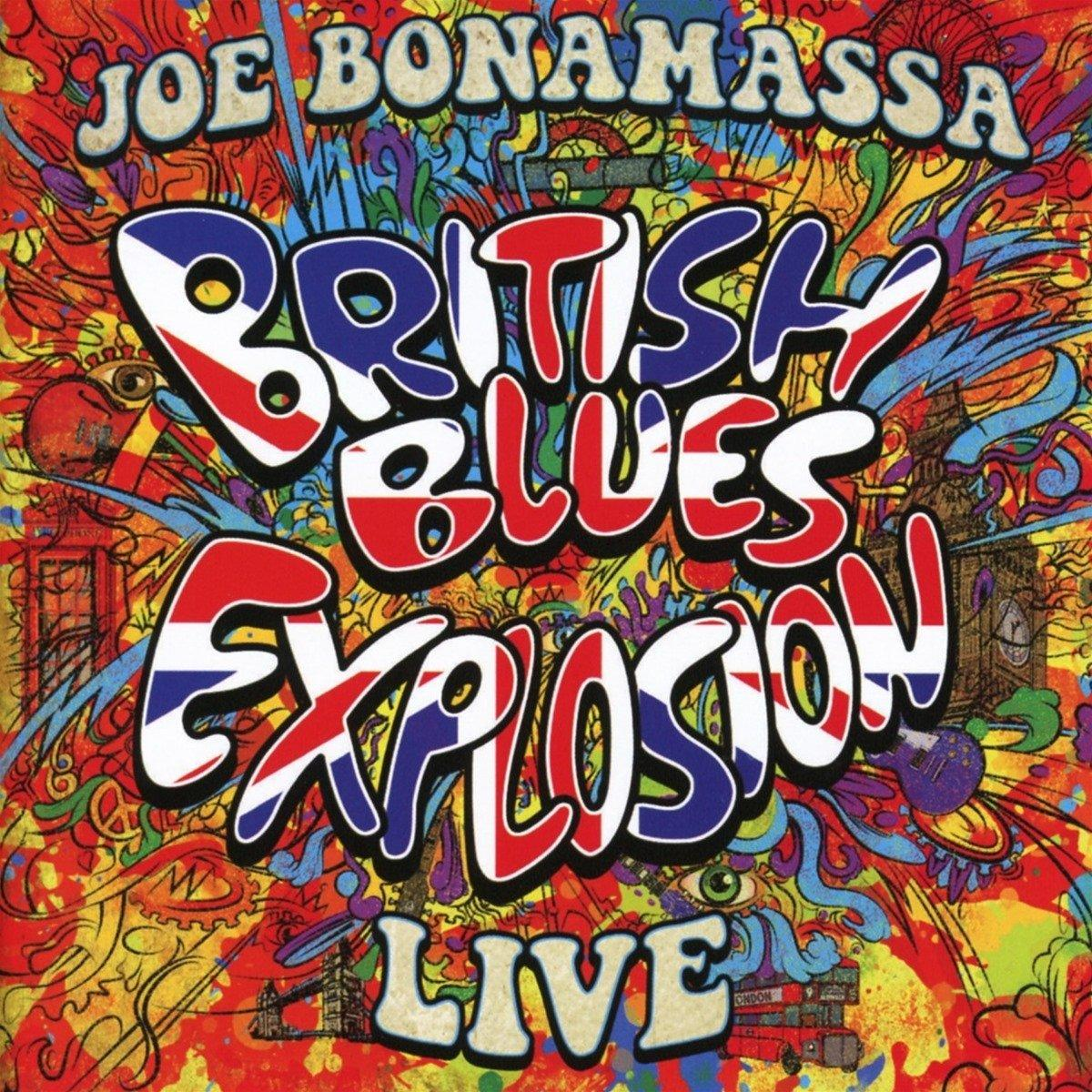 Albumcover mit farbenfrohem Design und Text: British Blues Explosion Live.