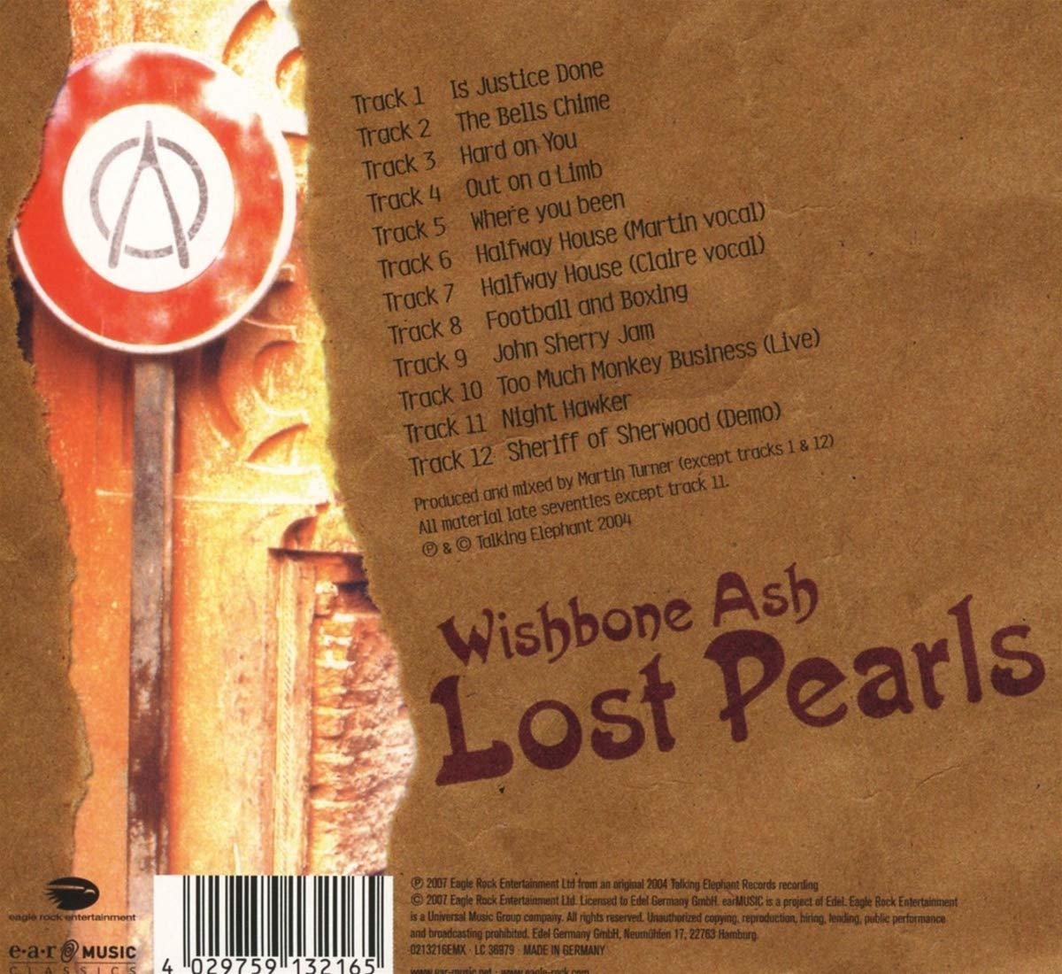 CD-Cover-Rückseite mit Titelliste und Wishbone Ash Lost Pearls Logo.