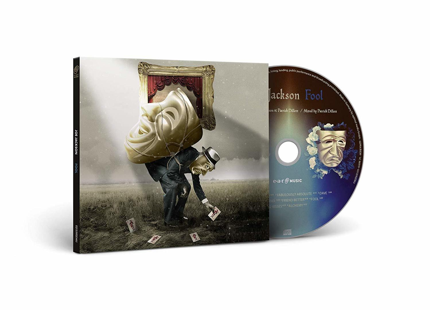Albumcover mit einem Mann mit Maske und einer CD.