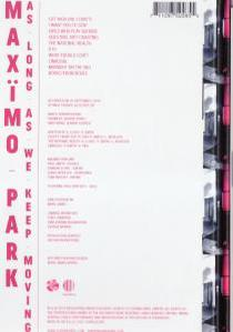 Albumcover mit Songtiteln und Credits, weißer Hintergrund mit pinkfarbenem Text.