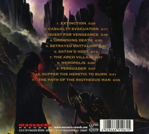 Albumcover mit einer dunklen Fantasieszene. Text listet Songtitel auf.