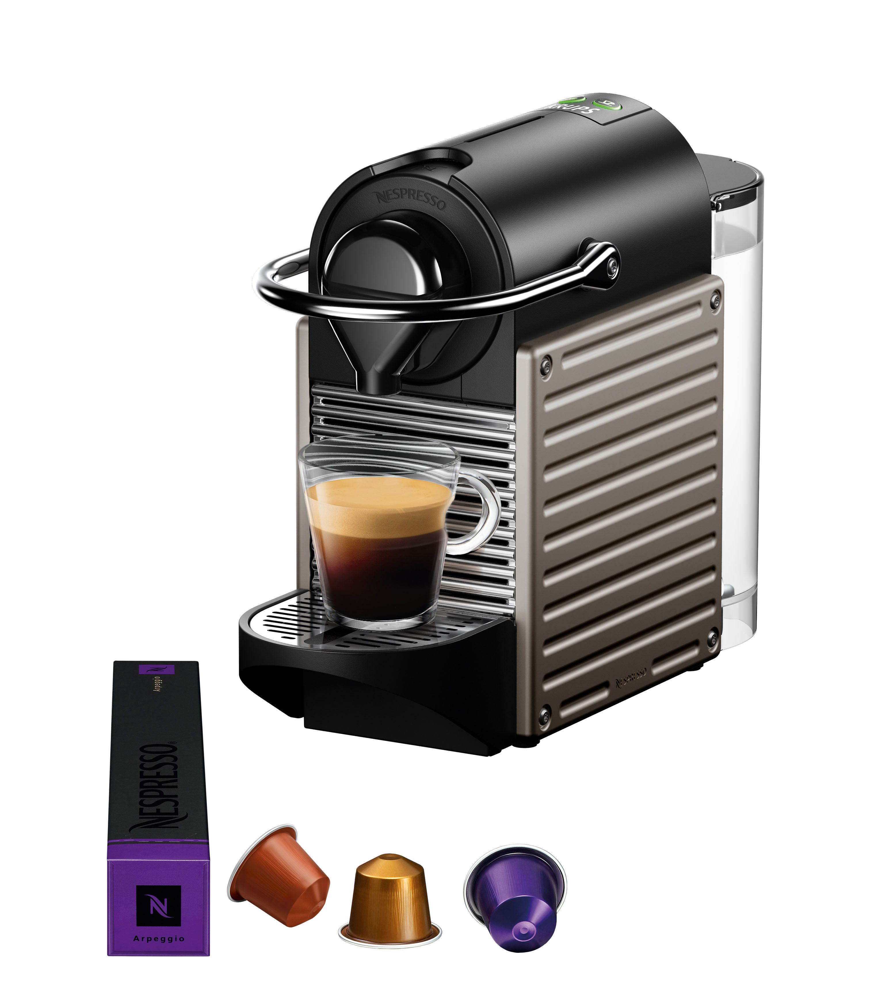 KRUPS XN305T Nespresso Pixie + Aeroccino Kapselmaschine Titan