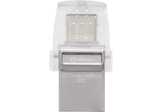 KINGSTON DataTraveler MicroDuo 3C - Chiavetta USB  (64 GB, Trasparente/Argento)