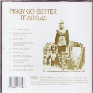 CD-Cover mit einer Liste von Songs und einem Bild einer Person mit einem Hund. Der Titel ist Piggy Go Getter.