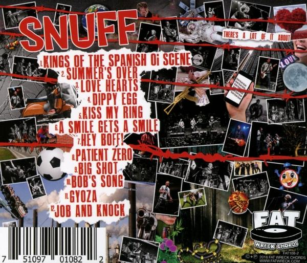 CD-Cover mit Bandnamen 'Snuff' und Album-Trackliste. Mehrere kleine Fotos sind auf dem Cover collagiert.