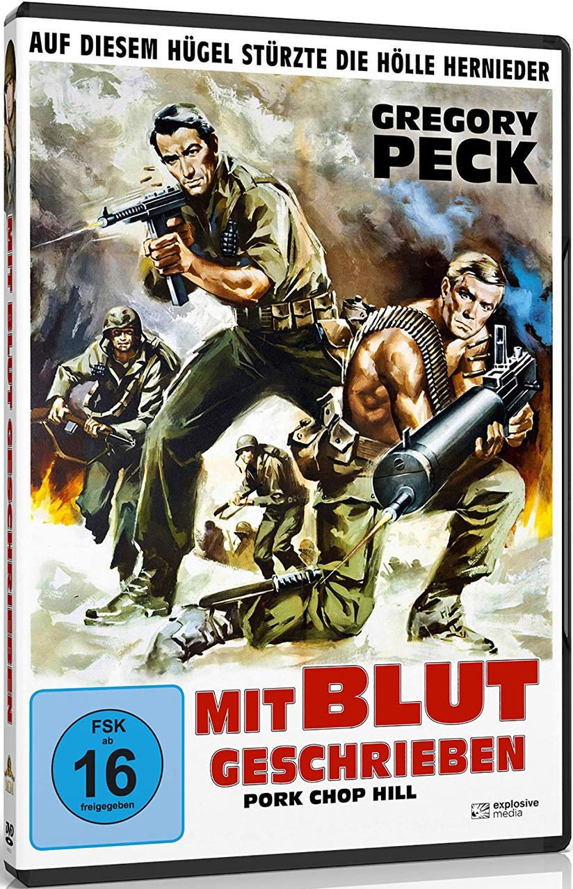 Ein Filmplakat mit Soldaten, Waffen und einem kräftigen Titel in Rot.