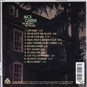 CD-Rückseite mit Titelliste. Hausillustration. Dunkle und gedämpfte Farben.