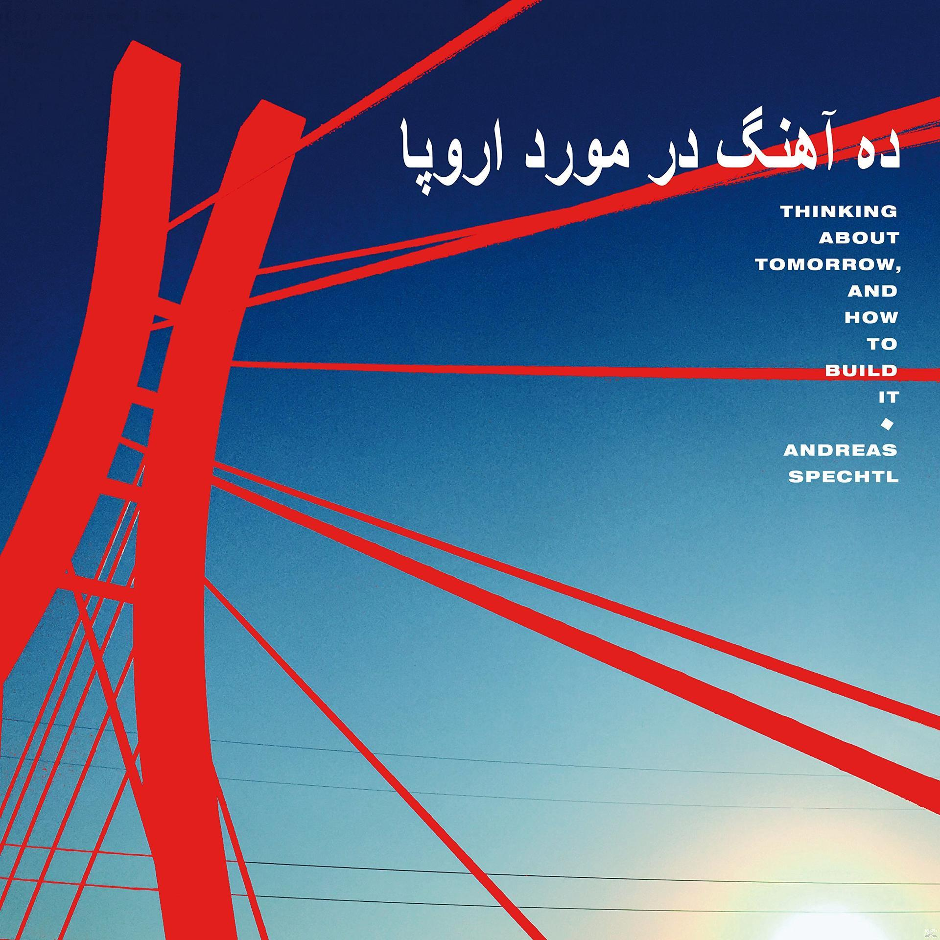 Albumcover, rote Brücke auf blauem Himmel, Text in mehreren Sprachen.