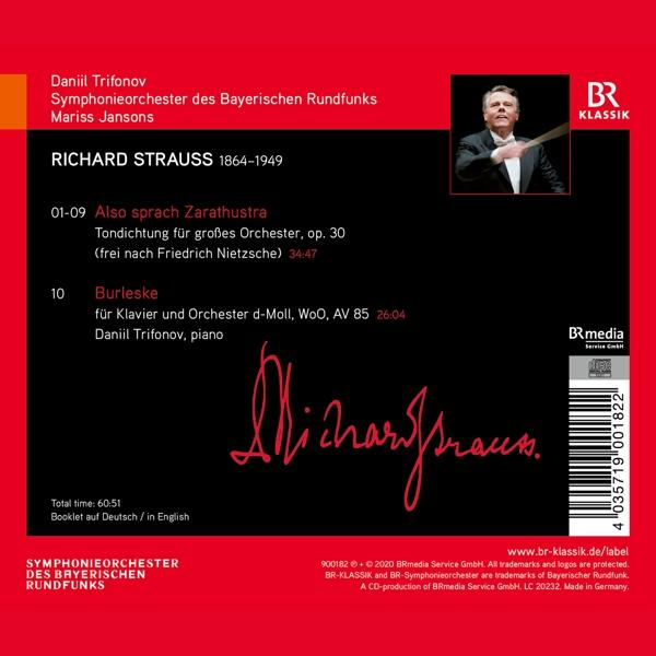 CD-Rückseite mit Text, Richard Strauss, mit dem Bild eines Dirigenten.