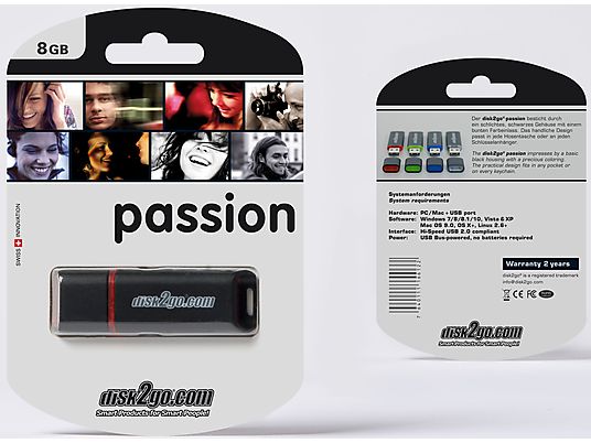 DISK2GO Passion - Chiavetta USB  (8 GB, Nero/Rosso)