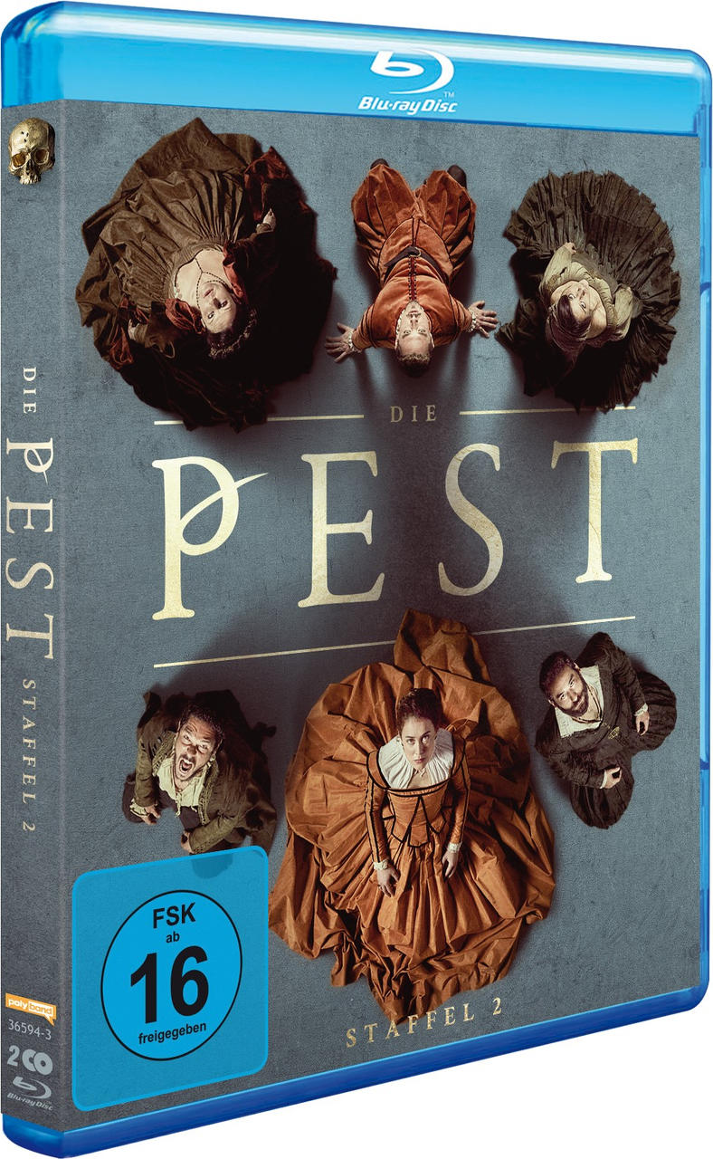 Blu-ray-Hülle mit dem Titel "DIE PEST STAFFEL 2". Sie zeigt Frauen in historischen Kleidern und das Blu-ray-Logo.