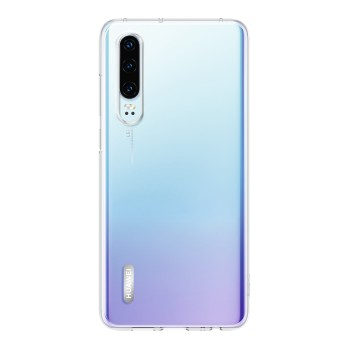 Nahaufnahme eines Smartphones mit blau-lila Farbverlauf auf der Rückseite.