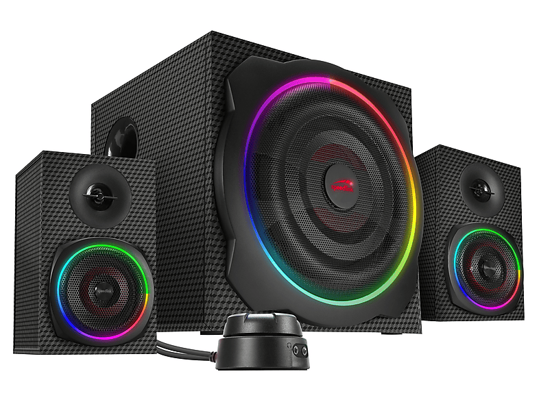 SPEEDLINK gravity carbon RGB 2.1 Subwoofer System, black; Aktives 2.1-Lautsprechersystem — Foto 3 von 5