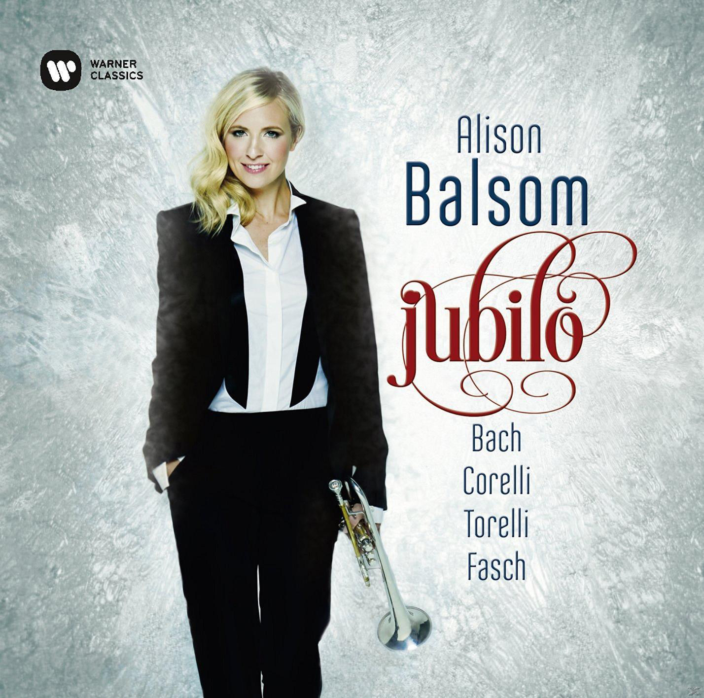 Albumcover: Alison Balsom, Frau im schwarzen Anzug, hält eine Trompete.