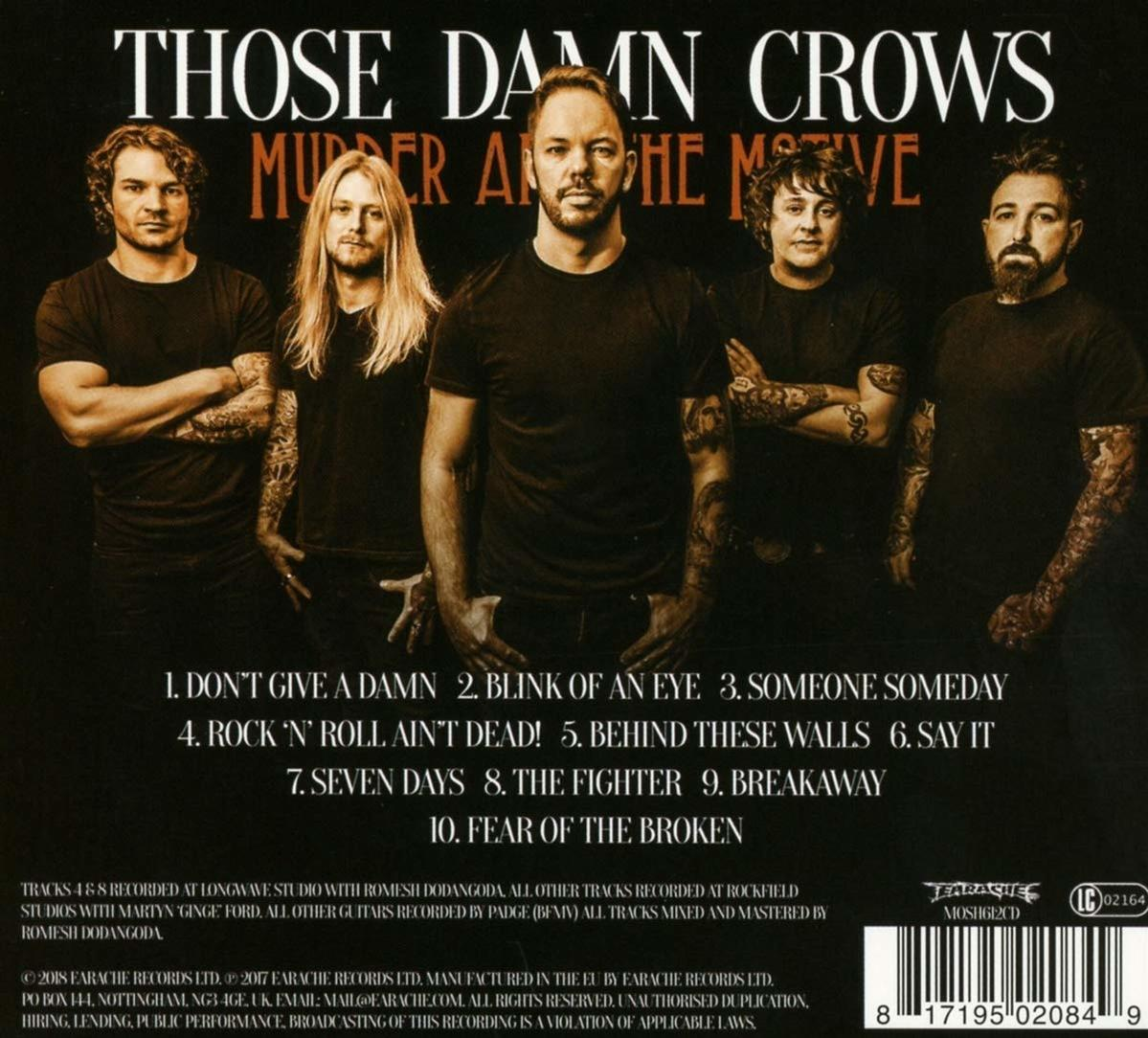 Albumcover mit einer Band von fünf Männern in Schwarz, mit einer Titelliste unten.