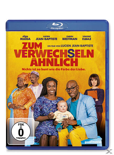 DVD-Cover: Zum Verwechseln Ähnlich, mit Paar und Baby. Schauspieler und Text auf blauem Hintergrund.