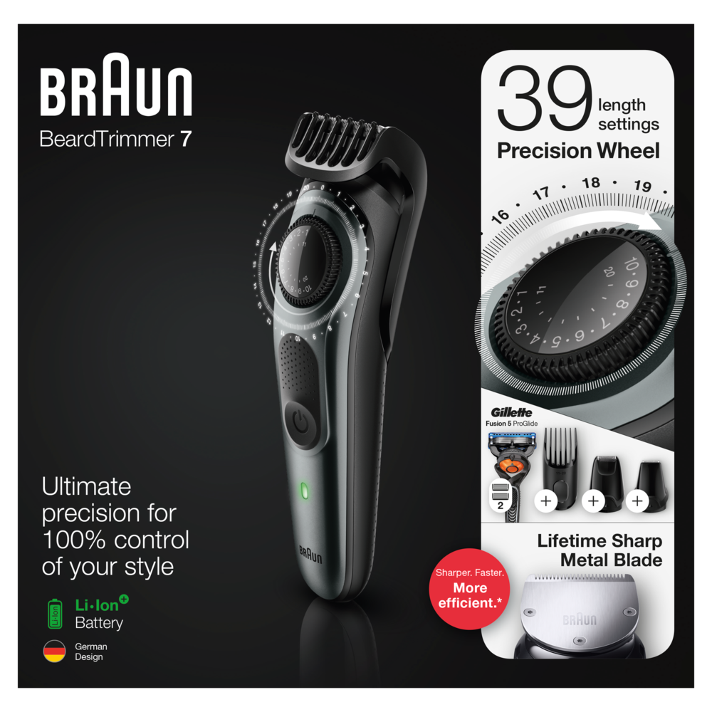 BRAUN Beard Trimmer BT7240 Metallic-Grau Trimmer